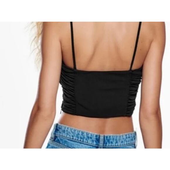 ZARA Black Bustier Cropped Corset top Size Medium EUC - Picture 2 of 5